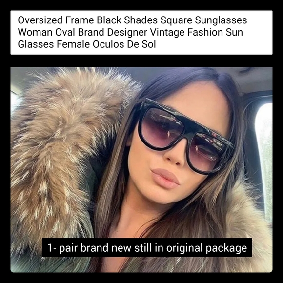 Oversized Black frame designer Sunglasses 1 pair, brand new in package - Picture 1 of 6
